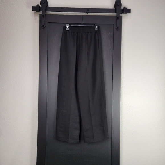 Top Shop Black Elastic Waist Pull Up Wide Leg Pants Size 4 - Picture 4 of 7